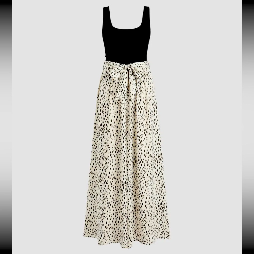 U-neckline Leopard Print Patchy Bowknot Jumpsuit